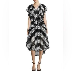 NWT Romance Was Born Constellation Star Lace Hi Low Black White Dress Size US 2